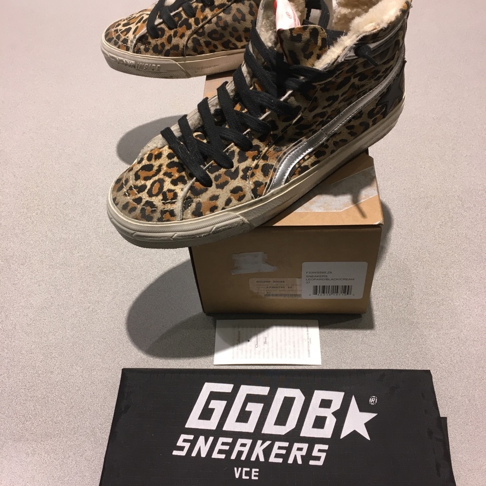 Golden Goose Slide Sneakers Leopard Sherpa 37 NIB - Picture 4 of 8